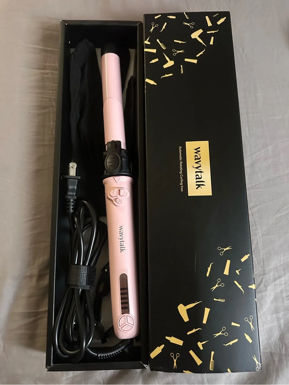 WavyTalk Automatic Rotating Curling Iron Pink w/ Box & Accessories
